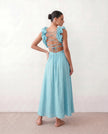 Wedding Guest Midi Dress Women V-Neck Lace-Up Back A-Line