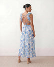 Wedding Guest Midi Dress Women V-Neck Lace-Up Back A-Line