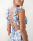Wedding Guest Midi Dress Women V-Neck Lace-Up Back A-Line