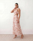 Wedding Guest Midi Dress Women V-Neck Lace-Up Back A-Line