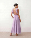 Wedding Guest Midi Dress Women V-Neck Lace-Up Back A-Line