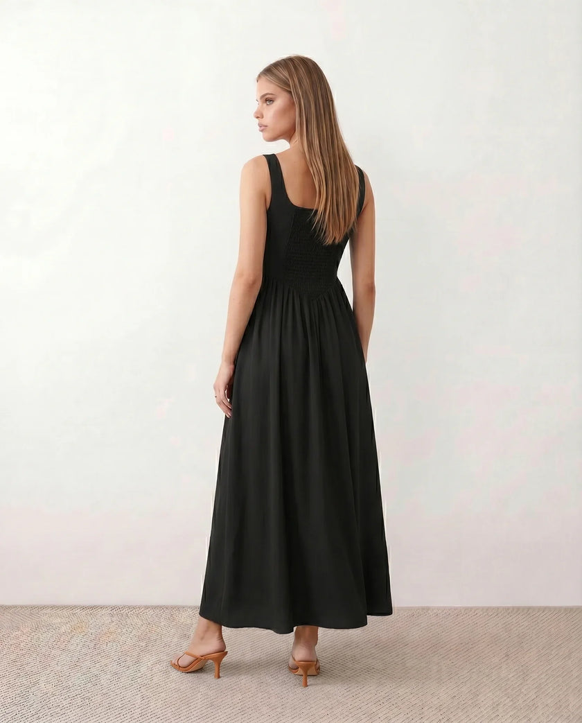 Maxi Dress Women Square Neck Corset A-Line Wedding Guest