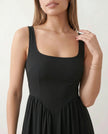 Maxi Dress Women Square Neck Corset A-Line Wedding Guest