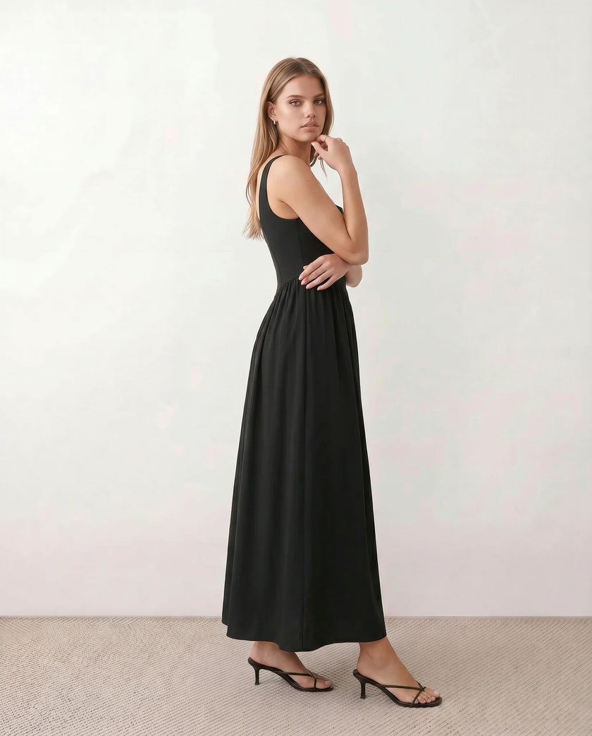 Maxi Dress Women Square Neck Corset A-Line Wedding Guest