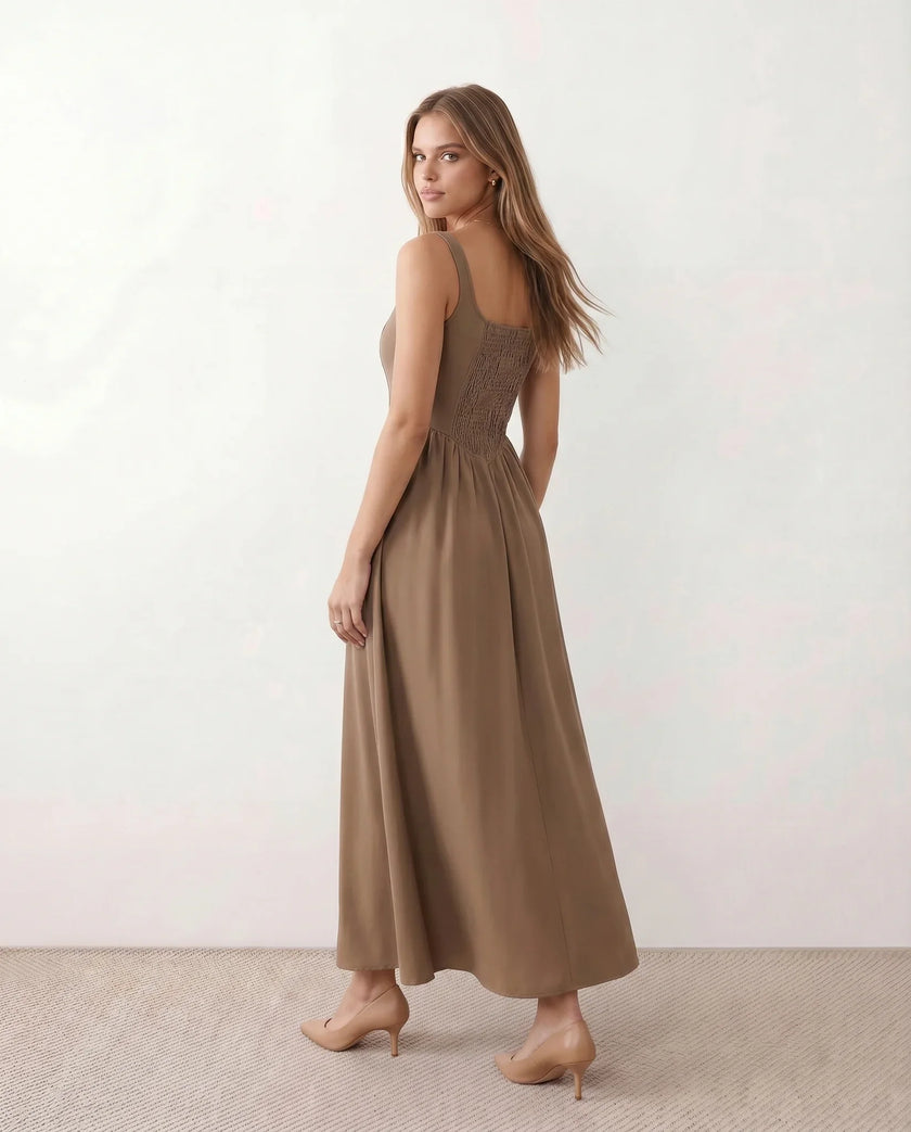 Maxi Dress Women Square Neck Corset A-Line Wedding Guest