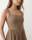 Maxi Dress Women Square Neck Corset A-Line Wedding Guest