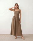 Maxi Dress Women Square Neck Corset A-Line Wedding Guest