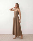 Maxi Dress Women Square Neck Corset A-Line Wedding Guest
