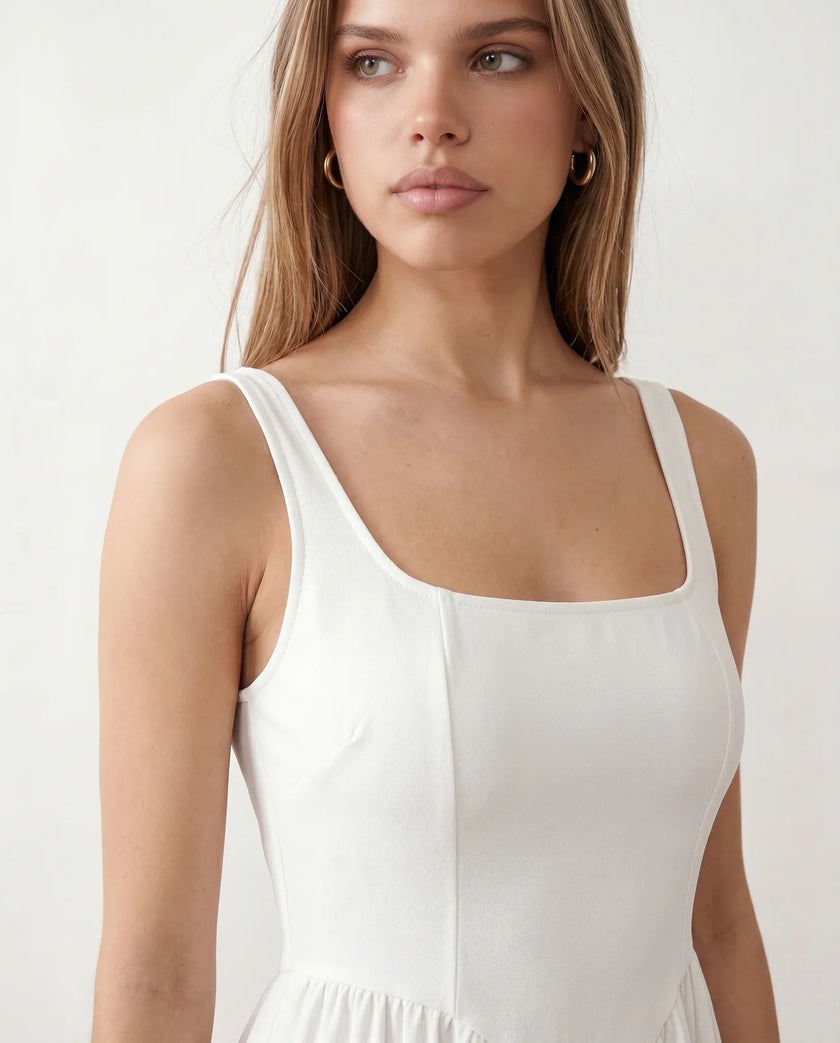 Maxi Dress Women Square Neck Corset A-Line Wedding Guest