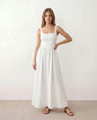 Maxi Dress Women Square Neck Corset A-Line Wedding Guest