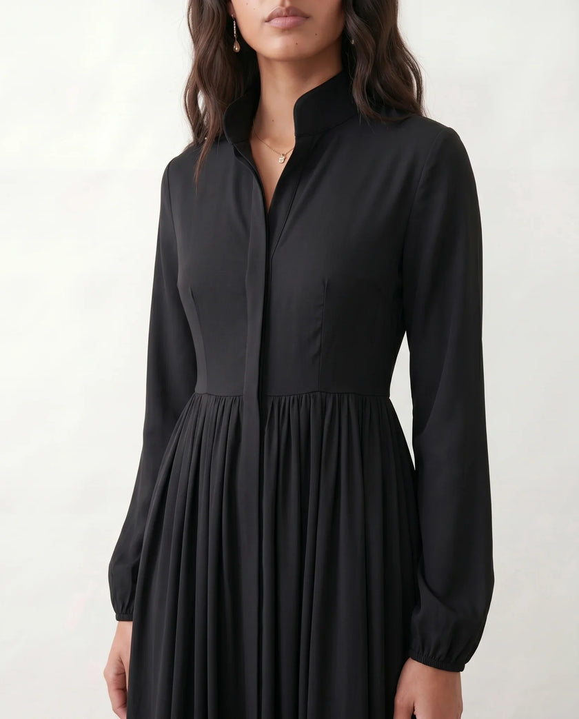 Maxi Dress Women, Wedding Guest Button-Front Lantern Sleeve A-Line