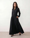 Maxi Dress Women, Wedding Guest Button-Front Lantern Sleeve A-Line