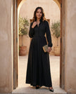 Maxi Dress Women, Wedding Guest Button-Front Lantern Sleeve A-Line