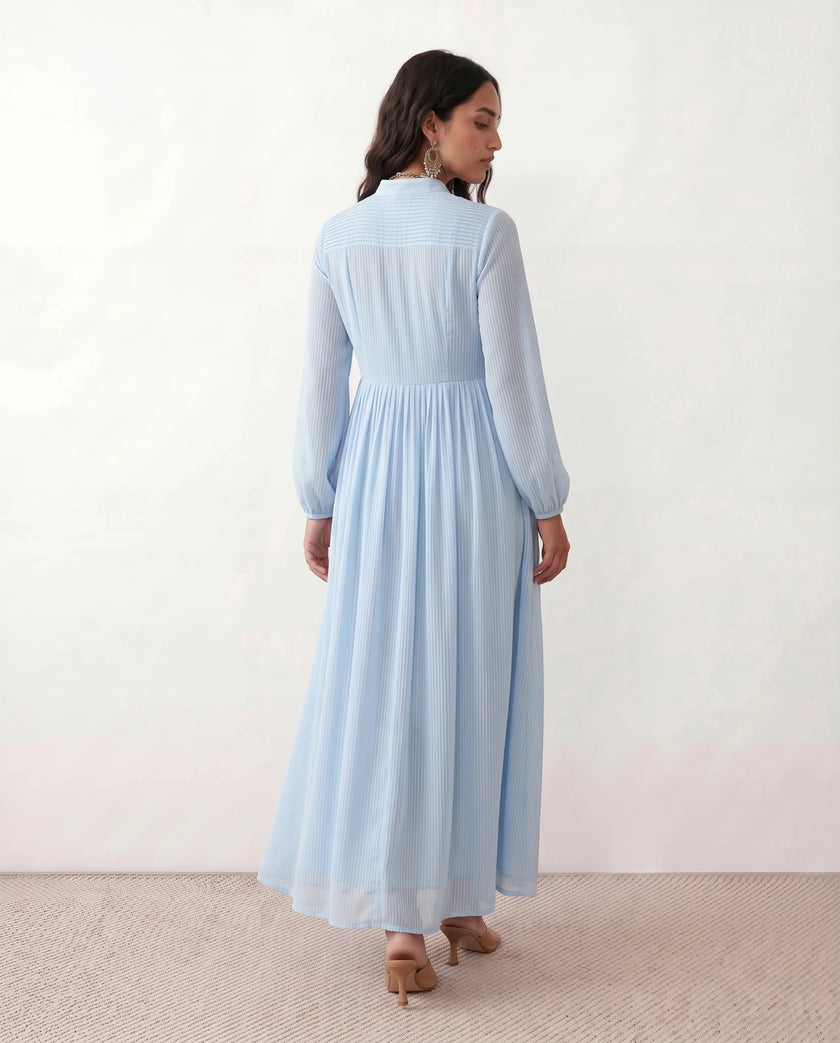 Maxi Dress Women, Wedding Guest Button-Front Lantern Sleeve A-Line