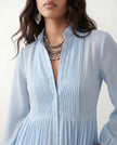 Maxi Dress Women, Wedding Guest Button-Front Lantern Sleeve A-Line
