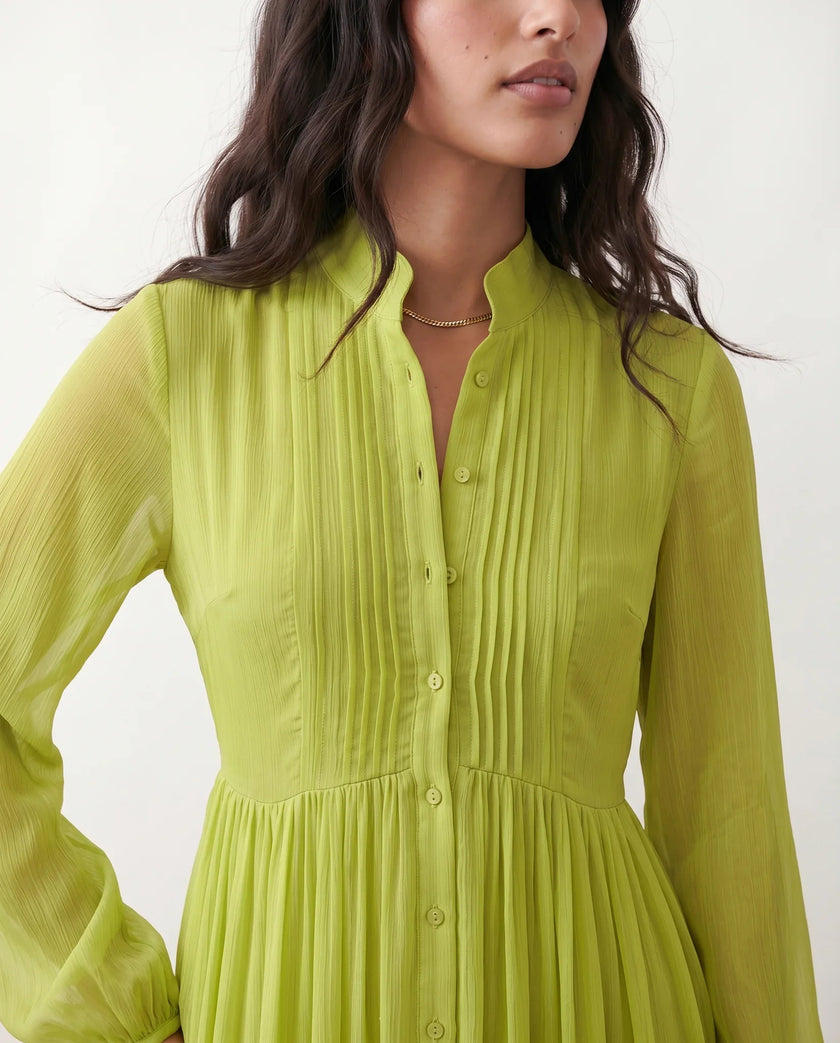Maxi Dress Women, Wedding Guest Button-Front Lantern Sleeve A-Line