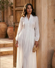 Maxi Dress Women, Wedding Guest Button-Front Lantern Sleeve A-Line