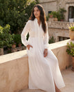 Maxi Dress Women, Wedding Guest Button-Front Lantern Sleeve A-Line