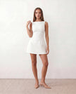 Mini Dress Women Boat Neck Low Back Cutout A-Line