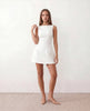 Mini Dress Women Boat Neck Low Back Cutout A-Line
