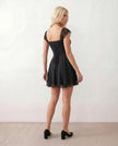 Lace Mini Dress Women Square Neck Lace-Up Back Cap Sleeve