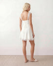 Lace Mini Dress Women Square Neck Lace-Up Back Cap Sleeve