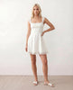 Lace Mini Dress Women Square Neck Lace-Up Back Cap Sleeve