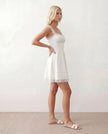 Lace Mini Dress Women Square Neck Lace-Up Back Cap Sleeve