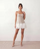 Sequined Mini Dress Women Spaghetti Strap Feather Trim