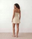 Pleated Mini Dress Women Strapless Square Neck A-Line