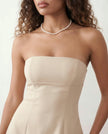 Pleated Mini Dress Women Strapless Square Neck A-Line