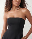 Pleated Mini Dress Women Strapless Square Neck A-Line