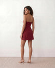 Pleated Mini Dress Women Strapless Square Neck A-Line