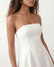 Pleated Mini Dress Women Strapless Square Neck A-Line
