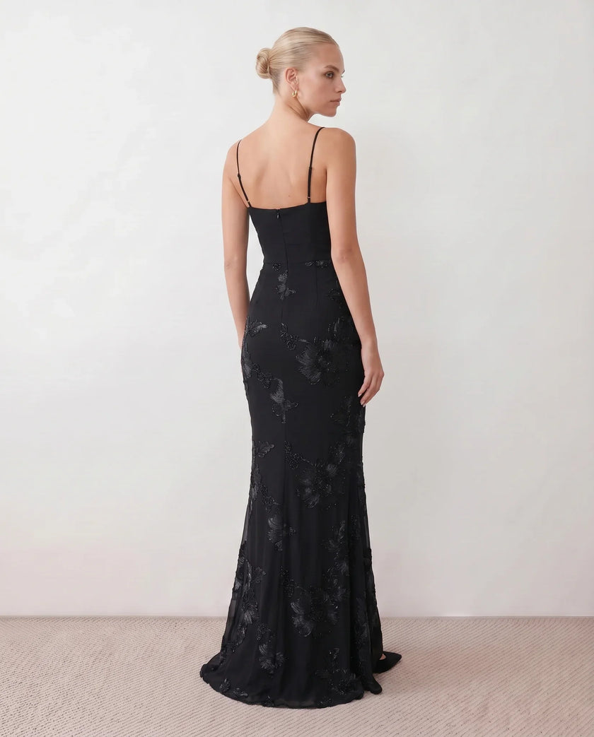 Maxi Dress Women Sweetheart Corset Floral Appliqué Mermaid