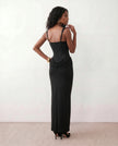 Maxi Dress Women Square Neck Corset Basque Waist Fitted