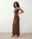 Maxi Dress Women Square Neck Corset Basque Waist Fitted