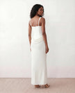 Maxi Dress Women Square Neck Corset Basque Waist Fitted