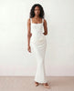 Maxi Dress Women Square Neck Corset Basque Waist Fitted