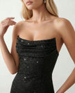 Sequin Maxi Dress Women Strapless Corset Lace-Up Back Formal