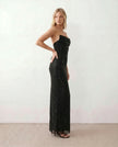 Sequin Maxi Dress Women Strapless Corset Lace-Up Back Formal