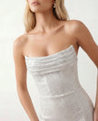 Sequin Maxi Dress Women Strapless Corset Lace-Up Back Formal