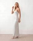 Sequin Maxi Dress Women Strapless Corset Lace-Up Back Formal