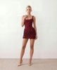 Sequin Mini Dress Women Corset Square Neck Lace-Up Basque Waist Party