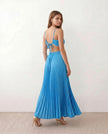 Pleated Maxi Dress Women Strapless Cutout Open Back Formal