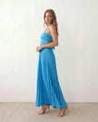 Pleated Maxi Dress Women Strapless Cutout Open Back Formal