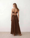 Pleated Maxi Dress Women Strapless Cutout Open Back Formal