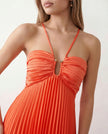 Pleated Maxi Dress Women Strapless Cutout Open Back Formal