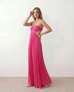 Pleated Maxi Dress Women Strapless Cutout Open Back Formal
