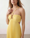 Pleated Maxi Dress Women Strapless Cutout Open Back Formal